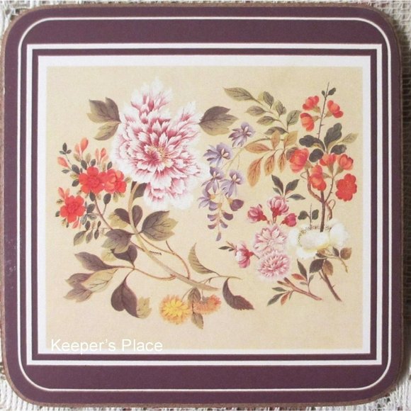 6 English Life Trellis Floral Cork Back Coasters - Picture 2 of 4
